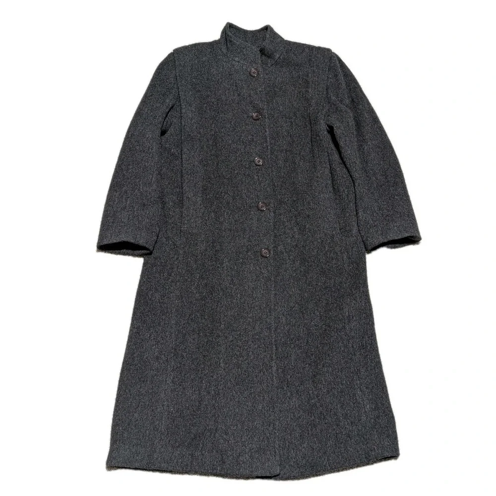 Vintage Saxton Made USA Hall Pure Virgin Wool Gray Long Coat Winter Overcoat M-L